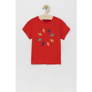 Detské bavlnené tričko adidas Originals HE6839 červená farba, s potlačou vyobraziť