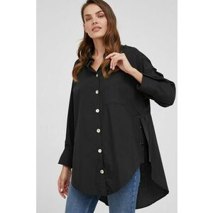 Košeľa Answear Lab dámska, čierna farba, voľný strih, s klasickým golierom vyobraziť