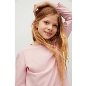 Detská bavlnená košeľa s dlhým rukávom Mango Kids ružová farba, vyobraziť