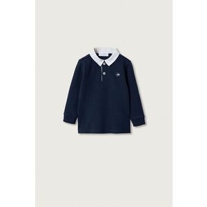 Detská bavlnená košeľa s dlhým rukávom Mango Kids tmavomodrá farba, jednofarebná vyobraziť