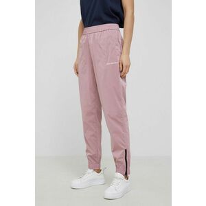 Nohavice Calvin Klein Jeans dámske, ružová farba, jednofarebné vyobraziť
