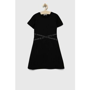 Dievčenské šaty Calvin Klein Jeans čierna farba, mini, áčkový strih vyobraziť