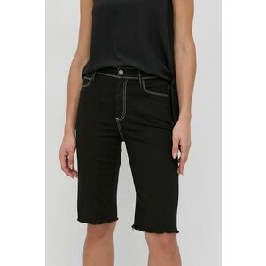 Rifľové krátke nohavice Marella dámske, čierna farba, jednofarebné, stredne vysoký pás vyobraziť
