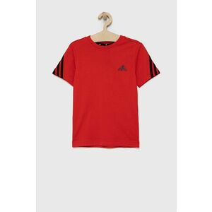 Detské bavlnené tričko adidas Performance HA6986 červená farba, s potlačou vyobraziť