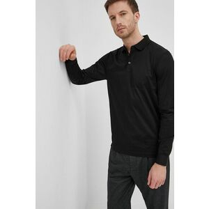 Bavlnené tričko s dlhým rukávom Boss čierna farba, jednofarebné vyobraziť