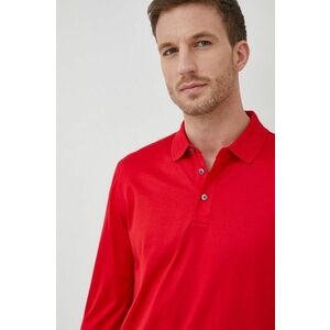 Bavlnené tričko s dlhým rukávom Boss červená farba, jednofarebné vyobraziť