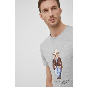 Bavlnené tričko Polo Ralph Lauren šedá farba, melanžové vyobraziť