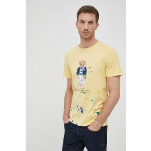 Bavlnené tričko Polo Ralph Lauren žltá farba, s potlačou vyobraziť