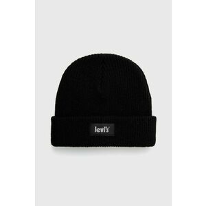 Vlnená čiapka Levi's čierna farba, vlnená vyobraziť