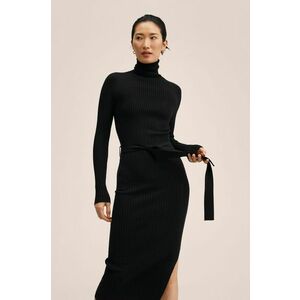 Šaty Mango čierna farba, midi, priliehavá vyobraziť