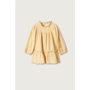 Dievčenské šaty Mango Kids žltá farba, mini, áčkový strih vyobraziť