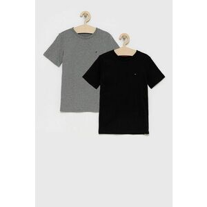 Detské bavlnené tričko Tommy Hilfiger šedá farba, jednofarebné vyobraziť