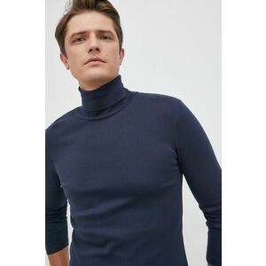 Bavlnené tričko s dlhým rukávom Marc O'Polo tmavomodrá farba, jednofarebné vyobraziť