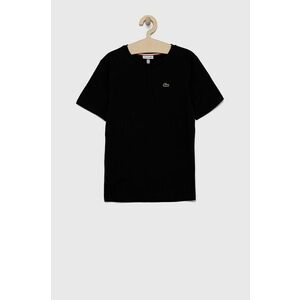 Detské bavlnené tričko Lacoste čierna farba, jednofarebný vyobraziť