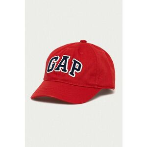 Detská čiapka GAP červená farba, s nášivkou vyobraziť