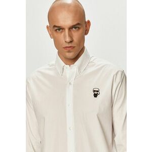 Košeľa Karl Lagerfeld pánska, biela farba, regular, s golierom button-down vyobraziť