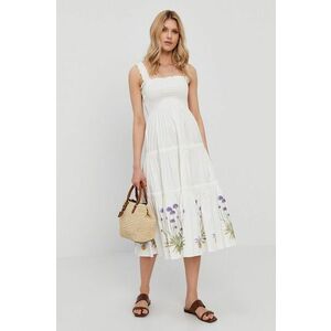 Šaty Tory Burch biela farba, mini, áčkový strih vyobraziť