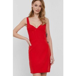 Šaty Bardot červená farba, mini, priliehavé vyobraziť