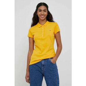 Tričko Tommy Hilfiger dámsky, žltá farba, s golierom vyobraziť