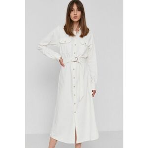 Rifľové šaty Polo Ralph Lauren biela farba, maxi, rovné vyobraziť