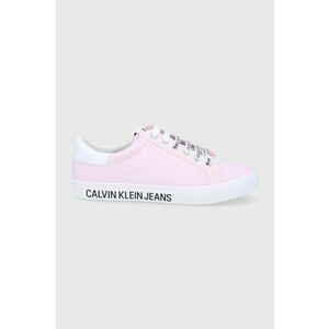 Topánky Calvin Klein Jeans ružová farba, na plochom podpätku vyobraziť