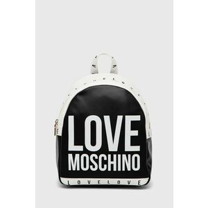Ruksak Love Moschino dámsky, čierna farba, malý, s nášivkou vyobraziť
