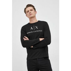 Tričko s dlhým rukávom Armani Exchange pánske, čierna farba, s potlačou vyobraziť