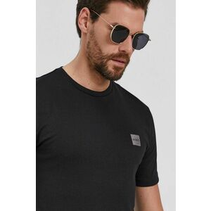 Bavlnené tričko Boss Casual čierna farba, jednofarebné vyobraziť