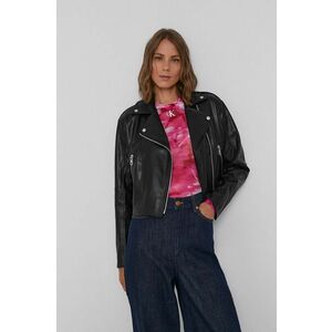 Bunda Calvin Klein Jeans dámska, čierna farba, prechodná vyobraziť