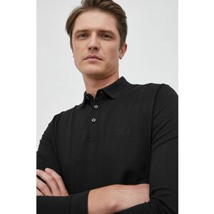 Bavlnené tričko s dlhým rukávom Boss čierna farba, jednofarebné vyobraziť