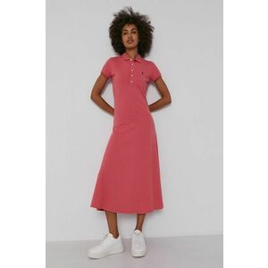 Šaty Polo Ralph Lauren ružová farba, midi, áčkový strih vyobraziť