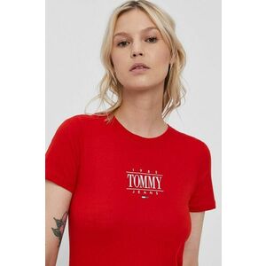 Tričko Tommy Jeans dámske, červená farba vyobraziť
