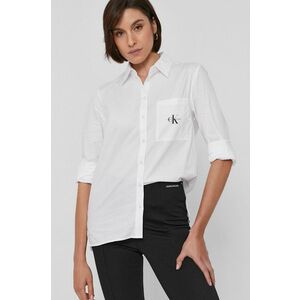 Košeľa Calvin Klein Jeans dámska, biela farba, regular, s klasickým golierom vyobraziť