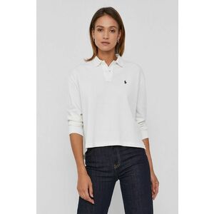 Bavlnené tričko s dlhým rukávom Polo Ralph Lauren biela farba vyobraziť