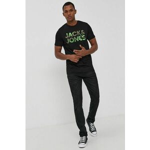 Bavlnené tričko Jack & Jones čierna farba, s potlačou vyobraziť