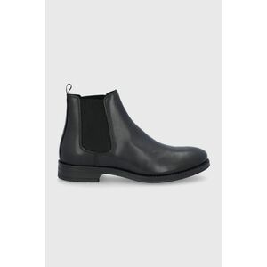 Kožené topánky Chelsea Jack & Jones pánske, čierna farba vyobraziť