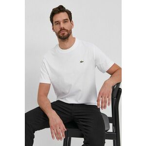 Bavlnené tričko Lacoste biela farba, s nášivkou vyobraziť