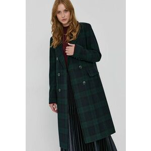Kabát Lauren Ralph Lauren dámsky, čierna farba, prechodný, dvojradový vyobraziť