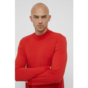 Tričko s dlhým rukávom Calvin Klein pánske, červená farba, jednofarebné vyobraziť