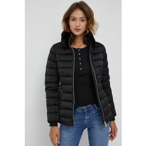 Páperová bunda Geox dámska, čierna farba, zimná vyobraziť