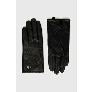 Kožené rukavice Calvin Klein dámske, čierna farba vyobraziť