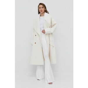 Kabát Twinset dámsky, krémová farba, prechodný, oversize vyobraziť