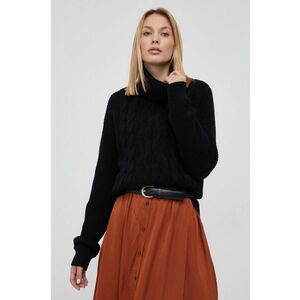 Bavlnený sveter GAP dámsky, čierna farba, teplý, s rolákom vyobraziť