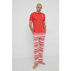 Bavlnené pyžamo Brave Soul červená farba, s potlačou vyobraziť