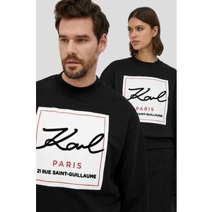 Mikina Karl Lagerfeld čierna farba, s nášivkou vyobraziť