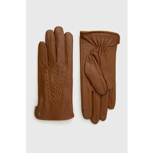 Kožené rukavice Lauren Ralph Lauren dámske, hnedá farba vyobraziť