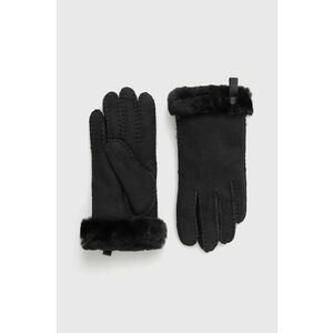 Semišové rukavice UGG dámske, čierna farba vyobraziť