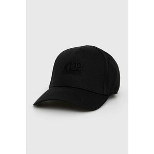 Bavlnená čiapka C.P. Company čierna farba, jednofarebná vyobraziť