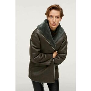 Obojstranný kabát Mango Rulo hnedá farba, zimný vyobraziť