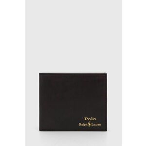 Kožená peňaženka Polo Ralph Lauren pánska, hnedá farba vyobraziť